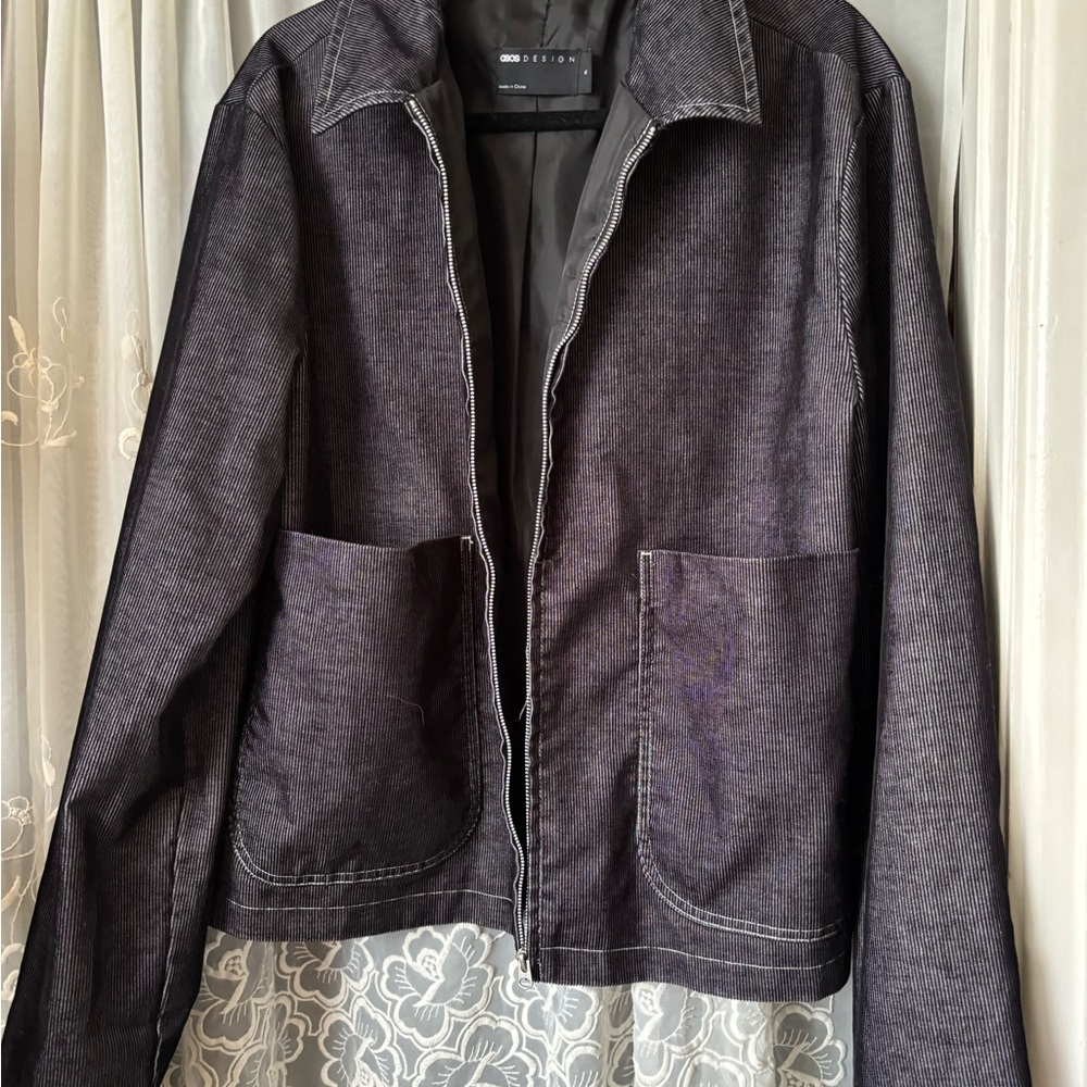 ASOS Men's Charcoal Grey Lightweight Zip Shirt Jacket